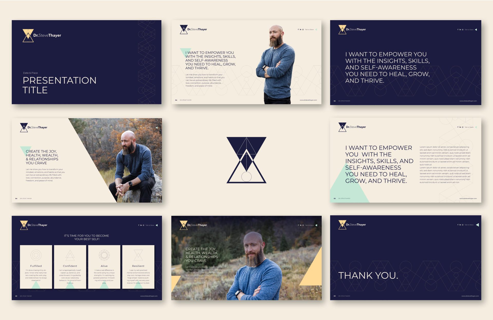 Professional presentation with motivational quotes.