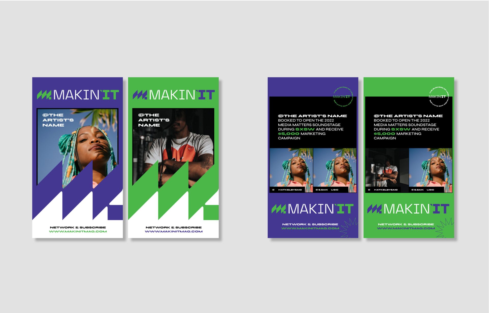 Promotional materials featuring vibrant designs.