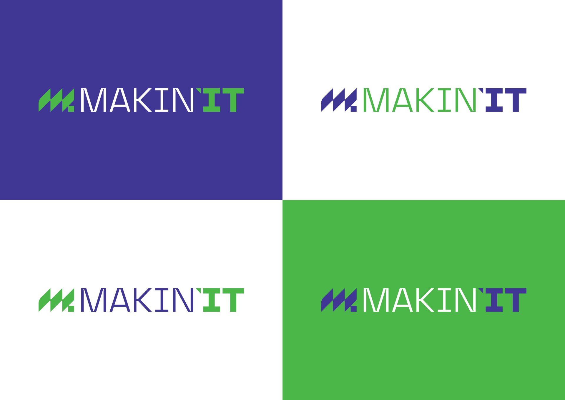 Four variations of MakinIT logo