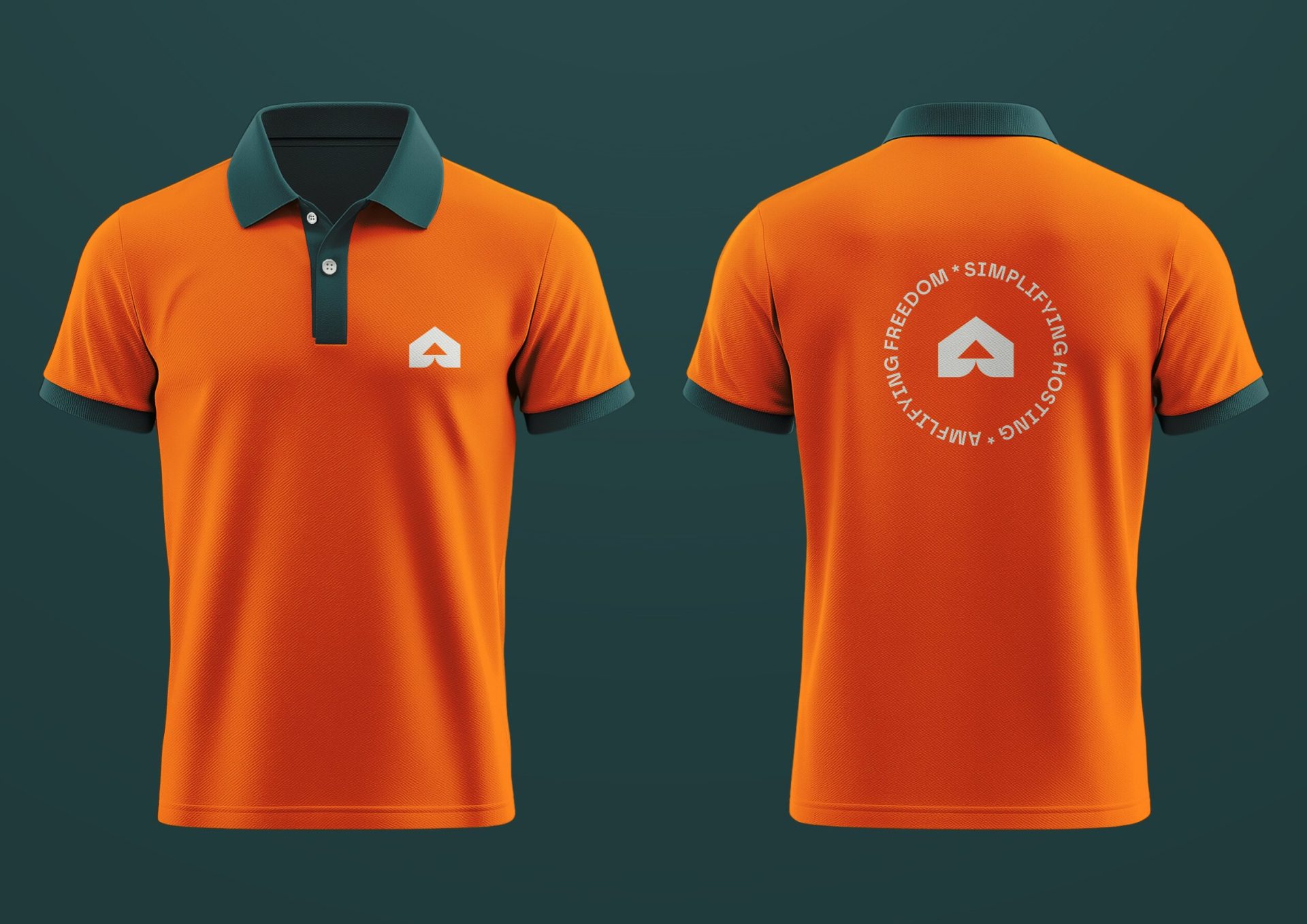 Bright orange polo shirt design.