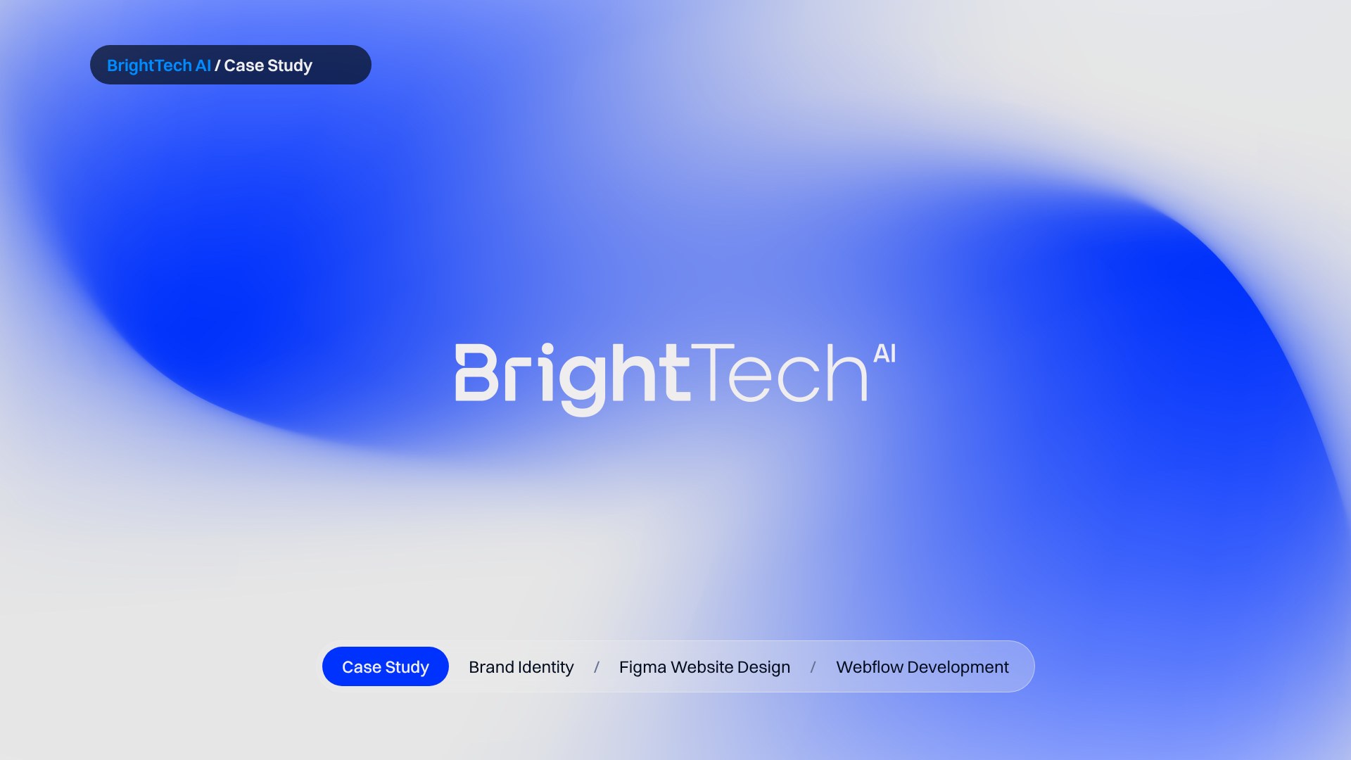 BrightTech AI brand case study cover: wordmark on the blue-to-white gradient