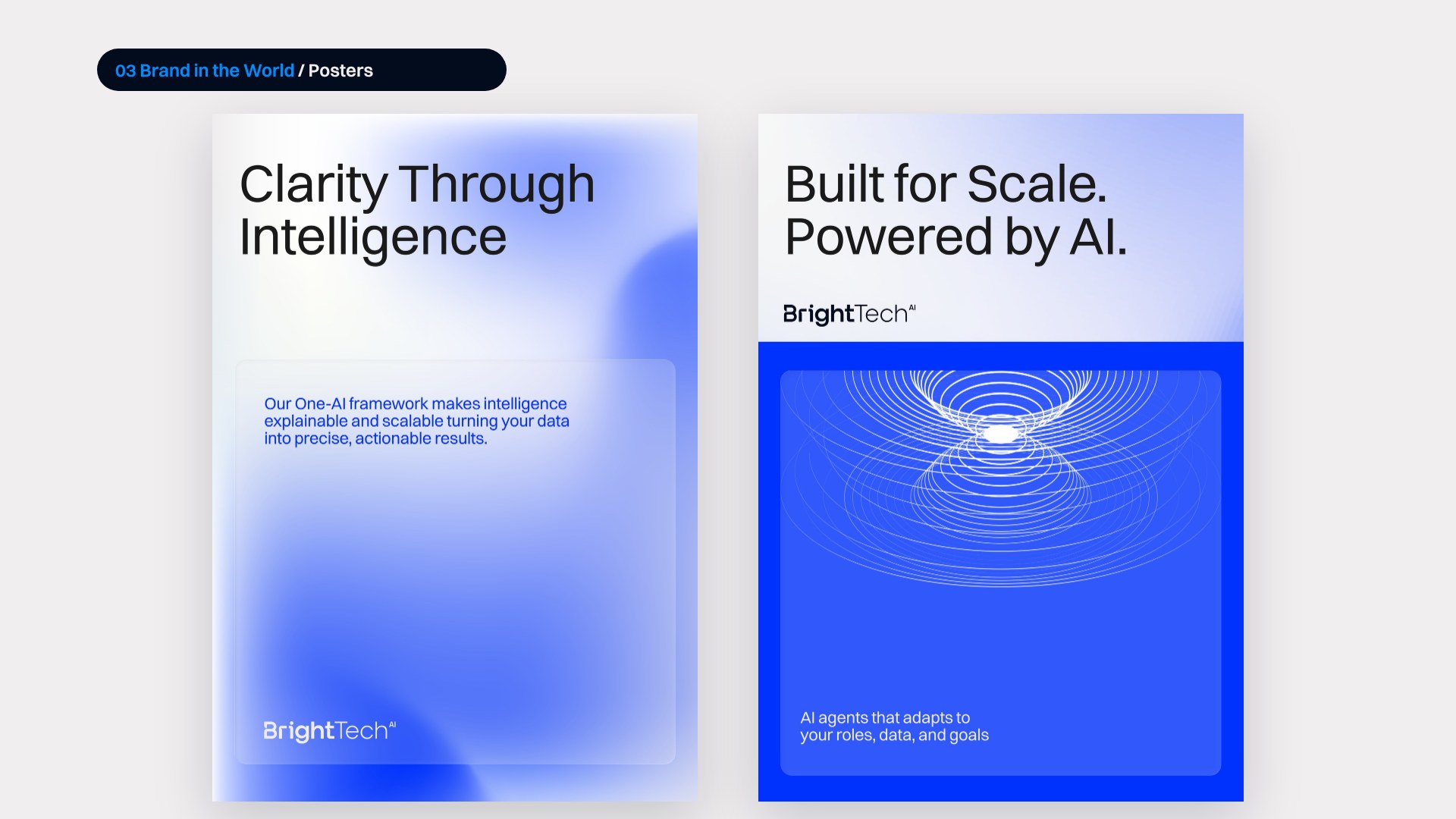 BrightTech AI posters: Clarity Through Intelligence and Built for Scale
