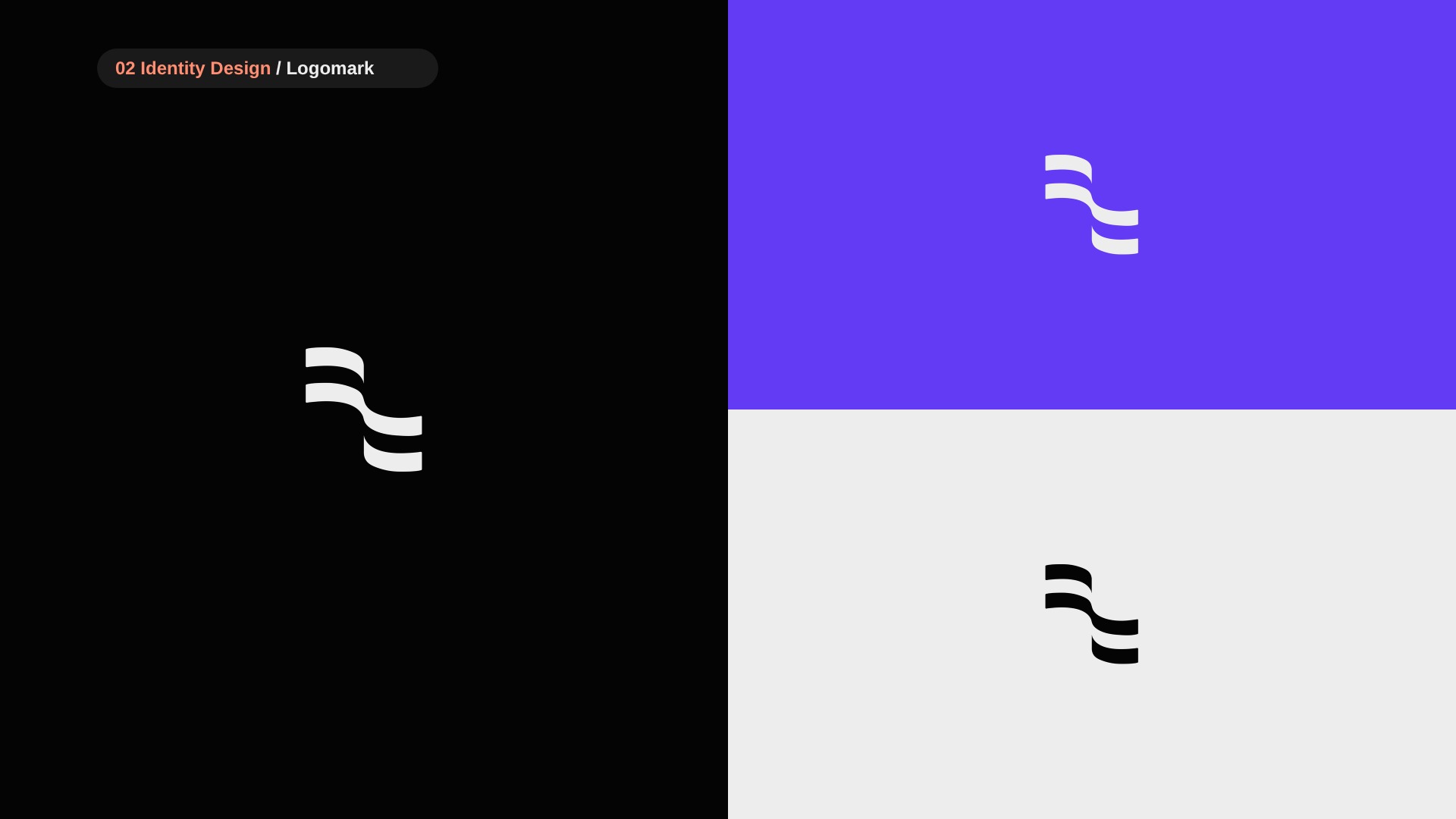 Lightwork logomark on black, violet and light grey
