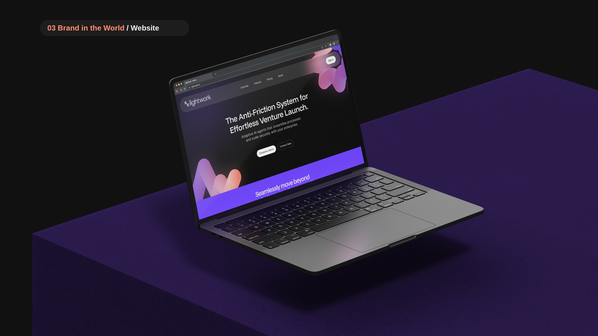 Lightwork website hero on a laptop
